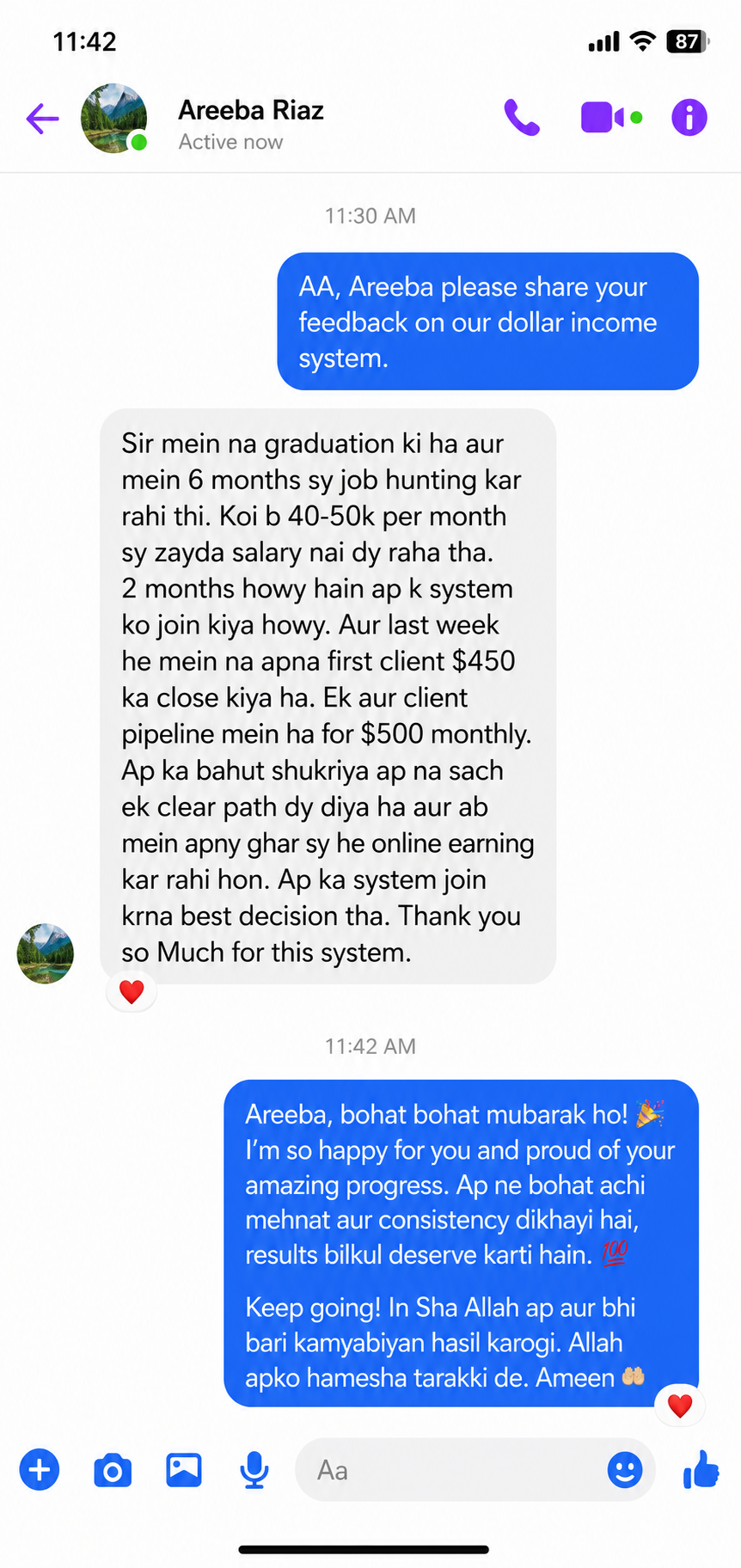 Dollar Income System student message 7