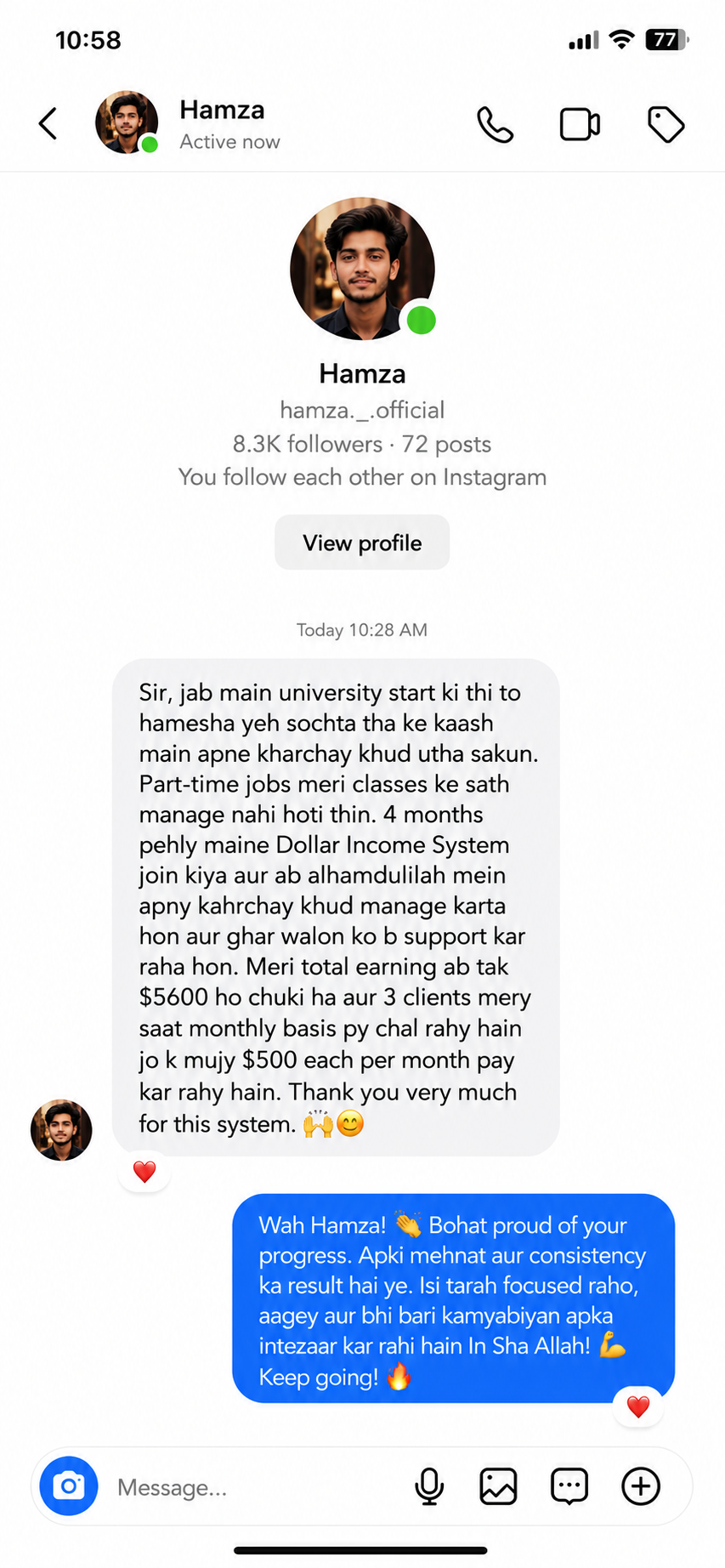 Dollar Income System student message 5